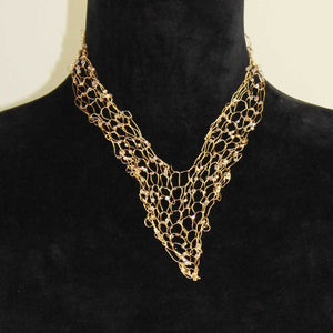 Wire Vneck Necklace-Gold