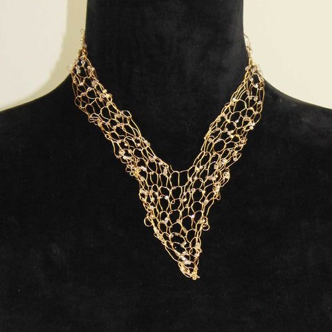 Wire Vneck Necklace-Gold