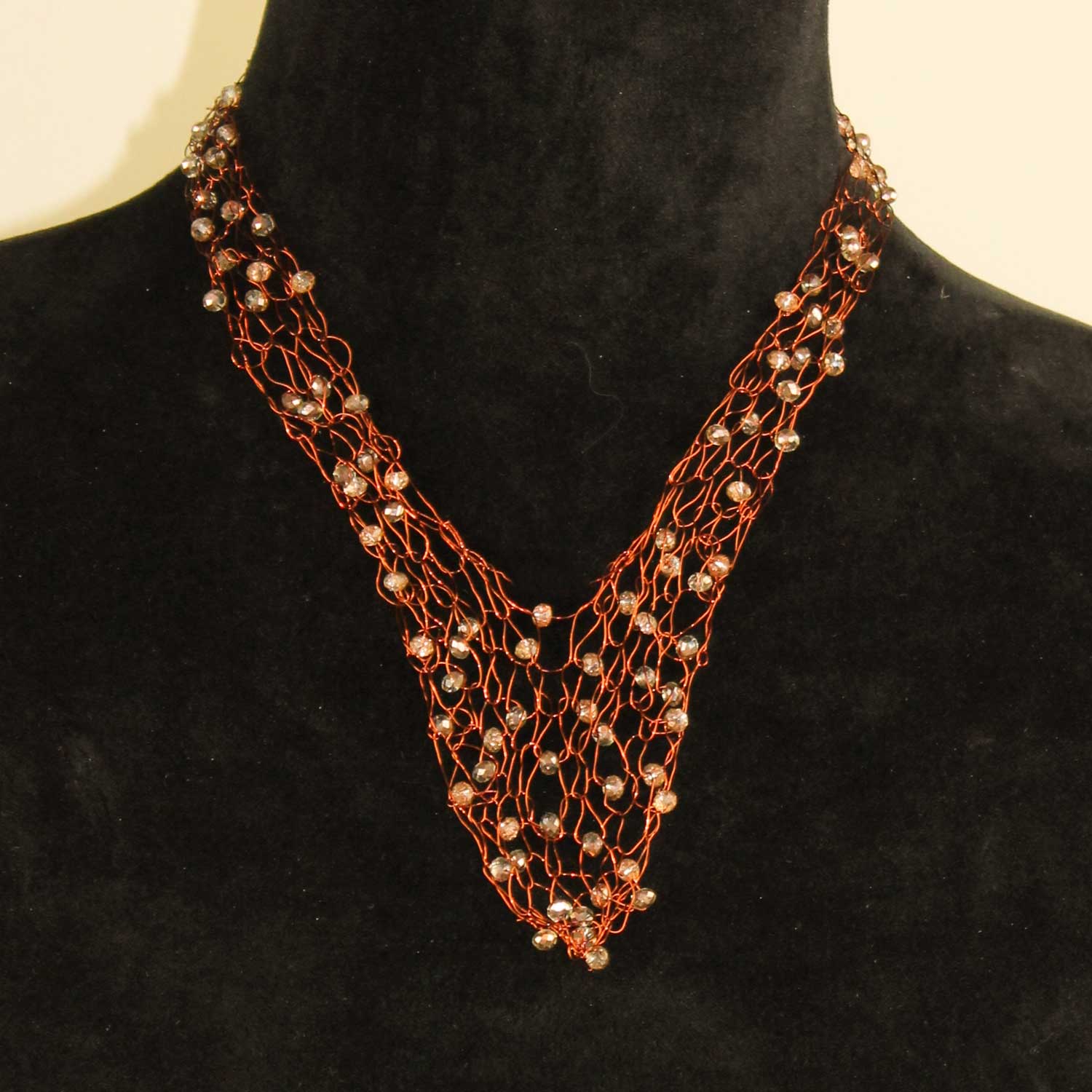 Wire Vneck Necklace-Copper
