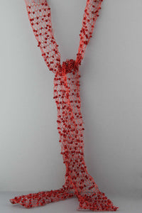 Wire Beaded Scarf-Red