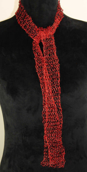 Wire Beaded Scarf-Red